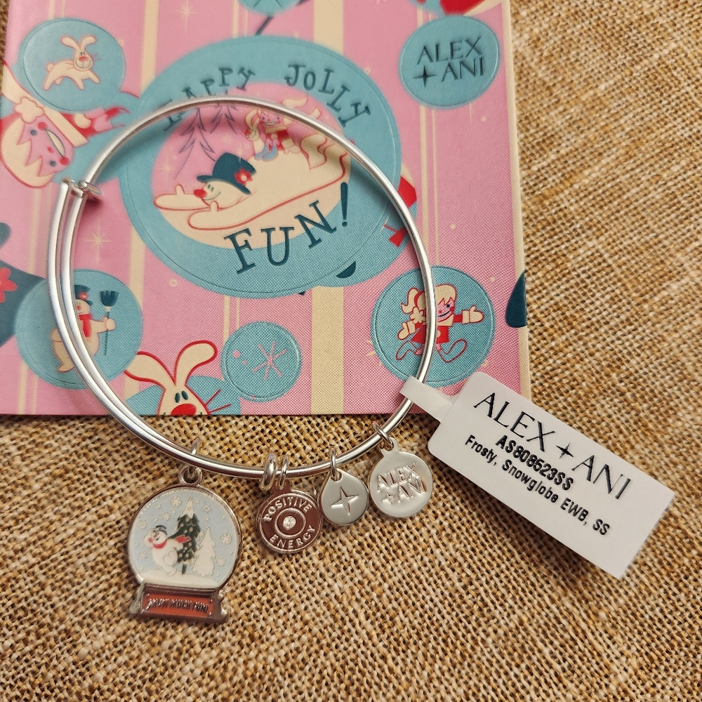Alex and Ani Frosty the Snowman Silver Bangle Charm Bracelet